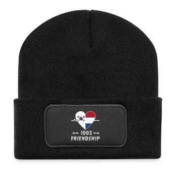 100 % amitié entre la Corée du Sud et les Pays-Bas - Beanie recyclé à patch - noir - Devant