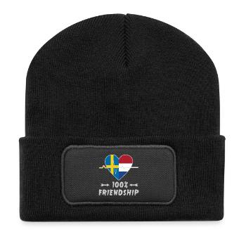100 % amitié entre la Suède et les Pays-Bas - Beanie recyclé à patch - noir - Devant