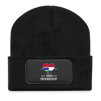 Gambia and Netherlands 100% friendship - Recycled Patch Beanie - black - Front