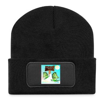 SKIING SKIER COUPLE - DINOSAUR - Recycled Patch Beanie - black - Front