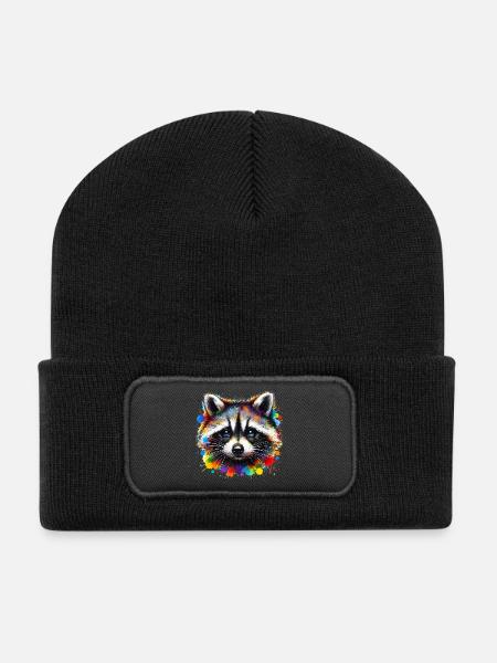 Raton laveur - Beanie recyclé à patch - noir