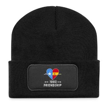 Somalia and Spain 100% friendship - Recycled Patch Beanie - black - Front