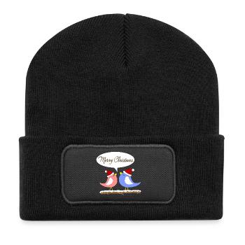 Christmas with funny birds - Recycled Patch Beanie - black - Front