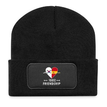 100 % amitié entre la Corée du Sud et l'Espagne - Beanie recyclé à patch - noir - Devant