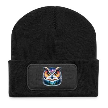 Hibou - Beanie recyclé à patch - noir - Devant