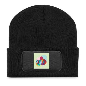 Verschlungene Farbübergänge - Recycelte Patch Beanie - Schwarz - Vorne