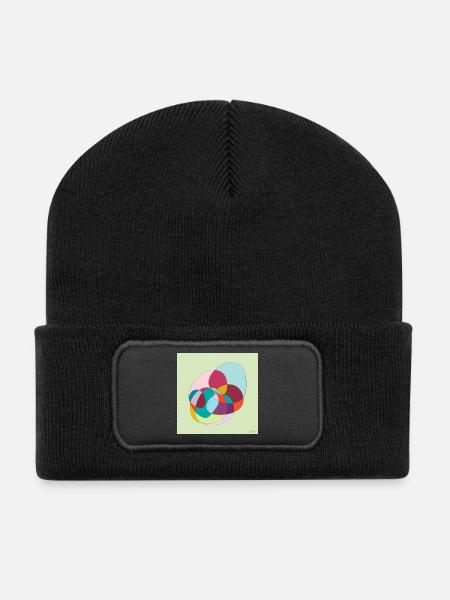 Verschlungene Farbübergänge - Recycelte Patch Beanie - Schwarz