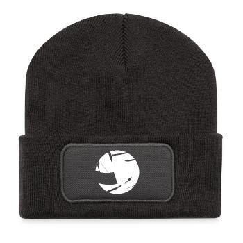 Volleyball Comic Look - Recycelte Patch Beanie - Dunkelgrau - Vorne