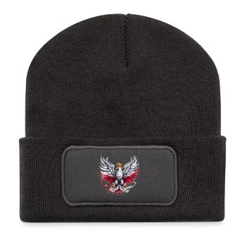 Poland Polska Polish Red White Eagle Golden Crown - Recycled Patch Beanie - dark grey - Front