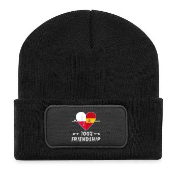 Poland and Spain 100% friendship - Recycled Patch Beanie - black - Front