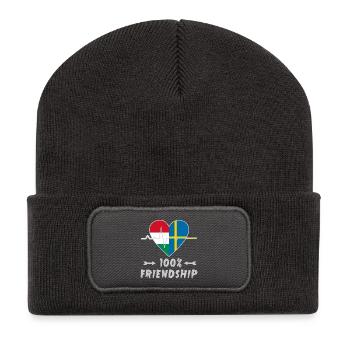 La Hongrie et la Suède : une amitié à 100 % - Beanie recyclé à patch - charbon - Devant