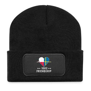 100 % amitié entre la Pologne et la Suède - Beanie recyclé à patch - noir - Devant