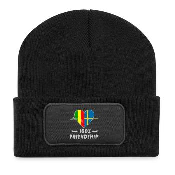 100 % amitié entre le Mali et la Suède - Beanie recyclé à patch - noir - Devant