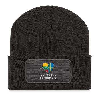 Lithuania and Sweden 100% friendship - Recycled Patch Beanie - dark grey - Front