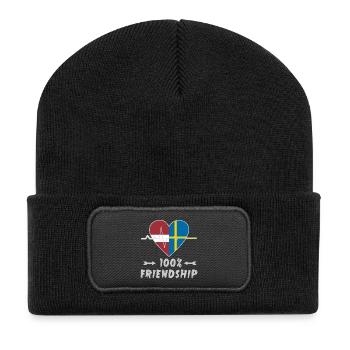 Latvia and Sweden 100% friendship - Recycled Patch Beanie - black - Front