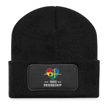 Ghana and Sweden 100% friendship - Recycled Patch Beanie - black - Front