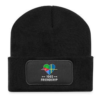Eritrea und Schweden 100% Freundschaft - Recycelte Patch Beanie - Schwarz - Vorne