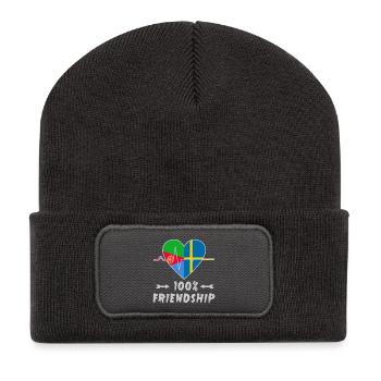 Eritrea und Schweden 100% Freundschaft - Recycelte Patch Beanie - Dunkelgrau - Vorne