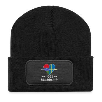 Gambia and Sweden 100% friendship - Recycled Patch Beanie - black - Front