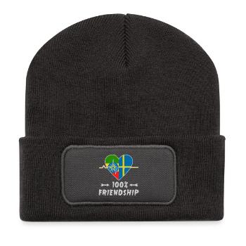 L'Ethiopie et la Suède 100 % amitié - Beanie recyclé à patch - charbon - Devant