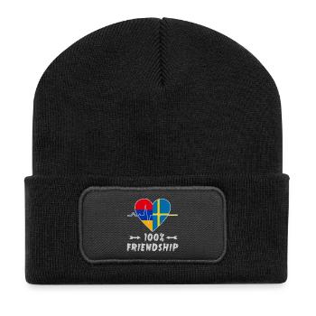 L'Arménie et la Suède : amitié à 100 % - Beanie recyclé à patch - noir - Devant