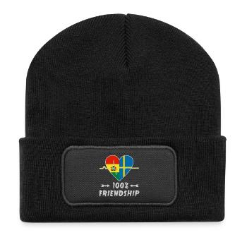 Bolivia and Sweden 100% friendship - Recycled Patch Beanie - black - Front