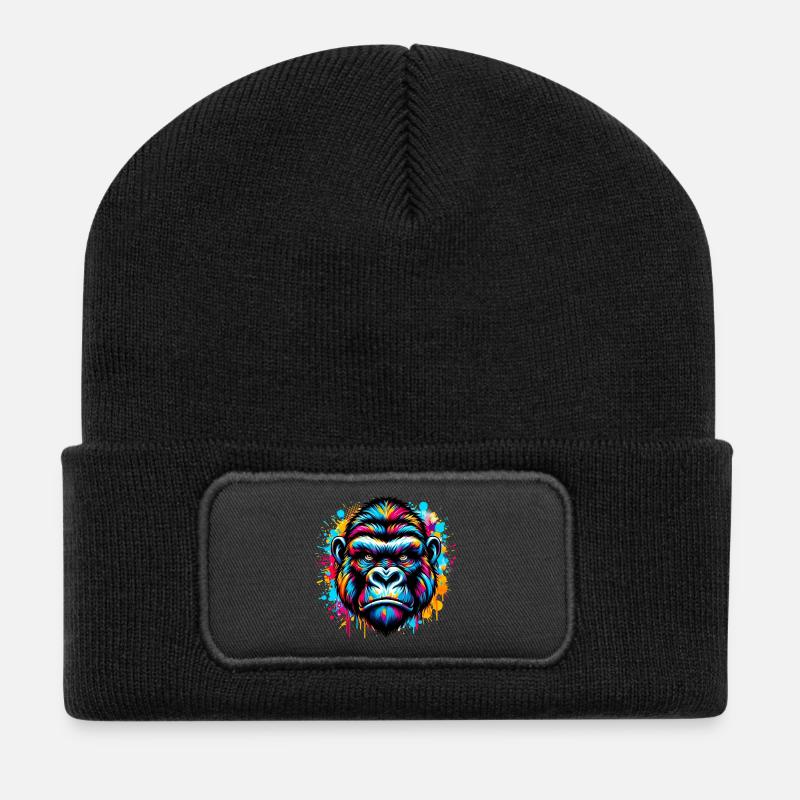 Gorilla - Recycelte Patch Beanie - Schwarz