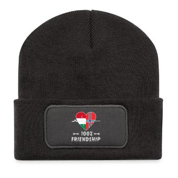 La Hongrie et la Norvège : amitié à 100 % - Beanie recyclé à patch - charbon - Devant
