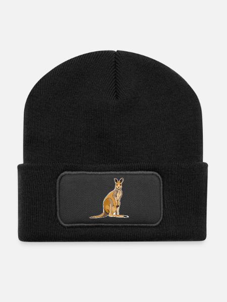 Känguru - Recycelte Patch Beanie - Schwarz