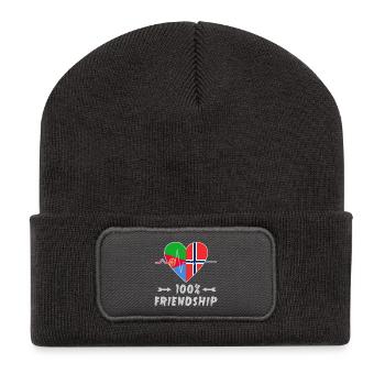 Eritrea und Norwegen 100% Freundschaft - Recycelte Patch Beanie - Dunkelgrau - Vorne