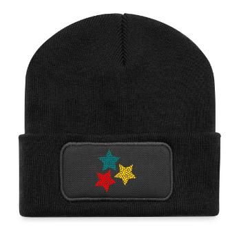 STAR. CHRISTMAS. MERRY CHRISTMAS. MERRY CHRISTMAS - Recycled Patch Beanie - black - Front