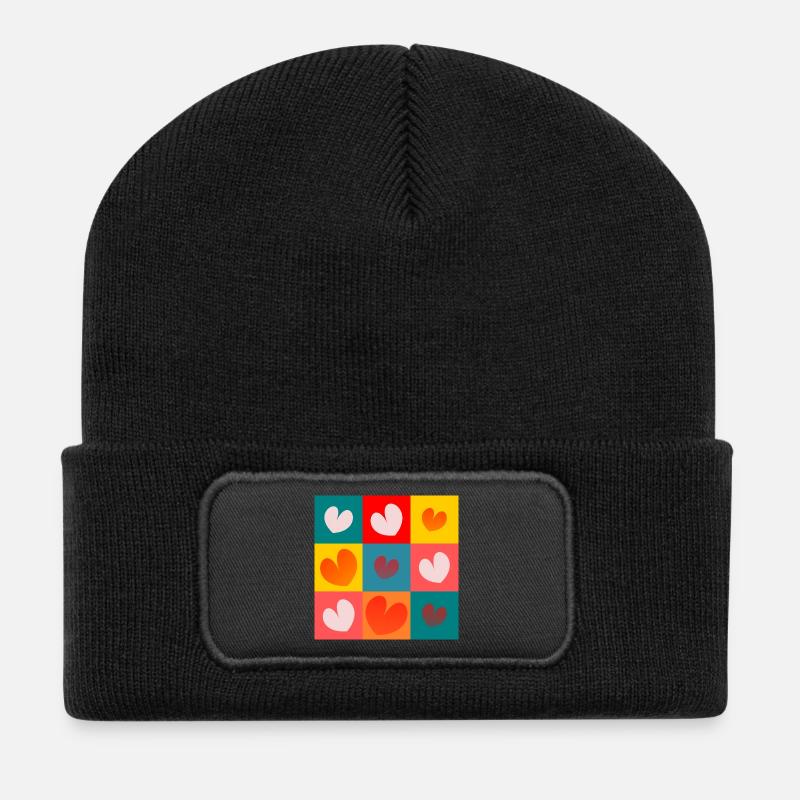 HERZ. NOEL. WEIHNACHTEN. HERZ. HERZ. VATERTAG - Recycelte Patch Beanie - Schwarz