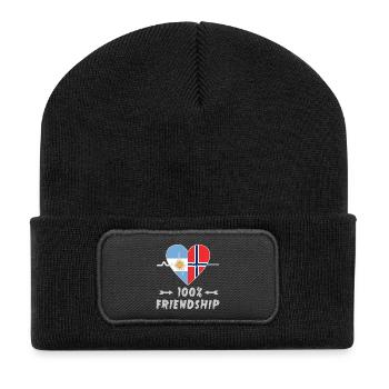 100 % amitié entre l'Argentine et la Norvège - Beanie recyclé à patch - noir - Devant