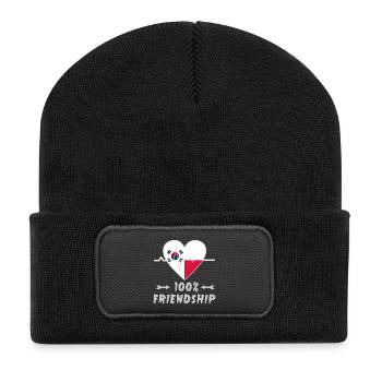 100 % amitié entre la Corée du Sud et la Pologne - Beanie recyclé à patch - noir - Devant