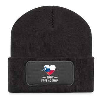 Slowenien und Polen 100% Freundschaft - Recycelte Patch Beanie - Dunkelgrau - Vorne