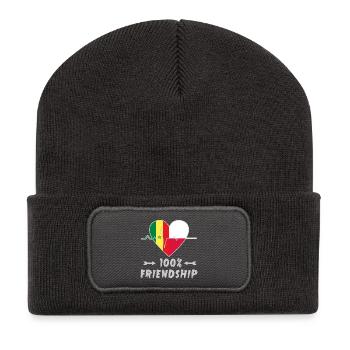 100 % amitié entre le Sénégal et la Pologne - Beanie recyclé à patch - charbon - Devant