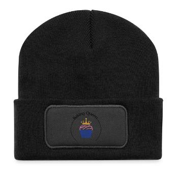 Baking Queen personalisierbar - Recycelte Patch Beanie - Schwarz - Vorne