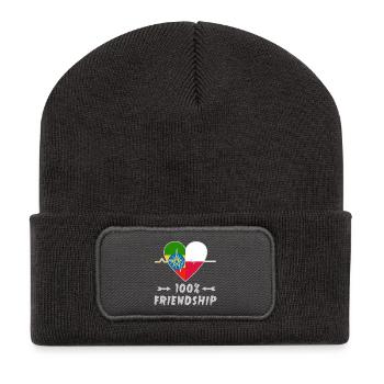 Äthiopien und Polen 100% Freundschaft - Recycelte Patch Beanie - Dunkelgrau - Vorne