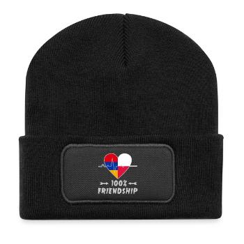 Armenien und Polen 100% Freundschaft - Recycelte Patch Beanie - Schwarz - Vorne