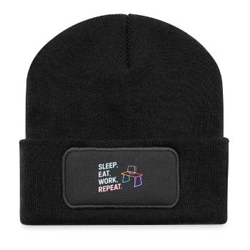 Dormir Manger Travailler Répéter Design au néon - Beanie recyclé à patch - noir - Devant