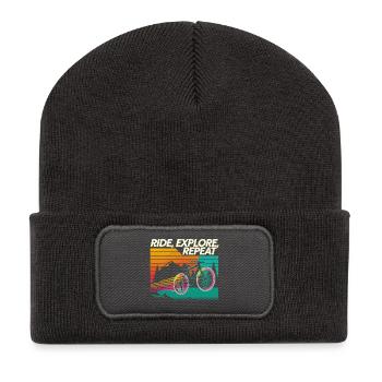 Fahren Erkunden Wiederholen Sie das Abenteuer - Recycelte Patch Beanie - Dunkelgrau - Vorne