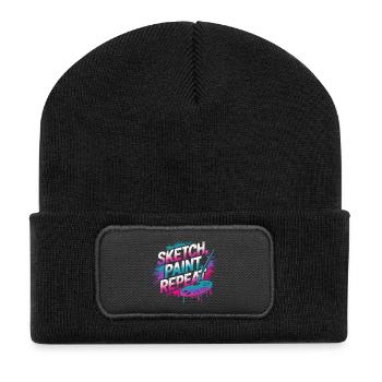 Croquis Peinture Répéter Art Design - Beanie recyclé à patch - noir - Devant