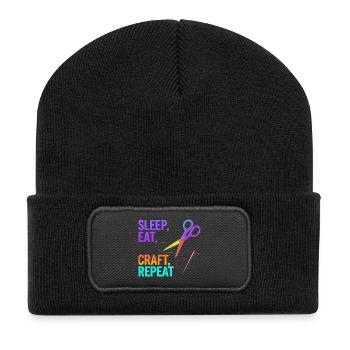 Sleep, Eat, Craft, Repeat - Recycled Patch Beanie - black - Front