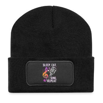 Sleep Eat Sing Repeat - Recycled Patch Beanie - black - Front