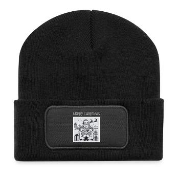 Père Noël Café au Canapé - Beanie recyclé à patch - noir - Devant