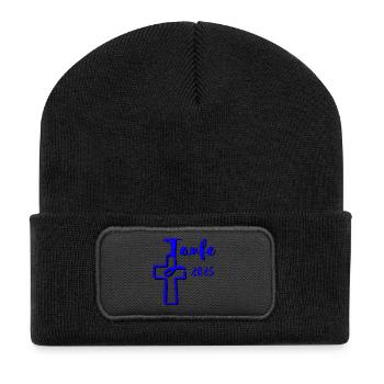 baptême 2025 trempettes de poisson en croix bleu contraste - Beanie recyclé à patch - noir - Devant