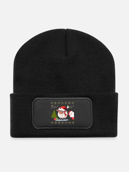 Mouton Festif de Noël - Pulls et Habits Mignons - Beanie recyclé à patch - noir