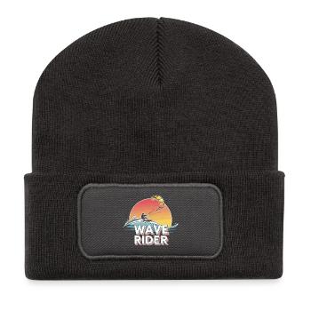 Wave Rider - Dynamische Kiteboarding Kunst - Recycelte Patch Beanie - Dunkelgrau - Vorne