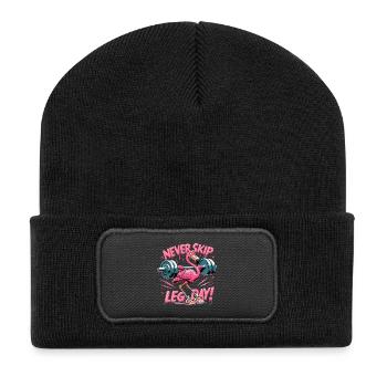 Leg Day Flamingo Leg Workout Funny Gym Gift - Recycled Patch Beanie - black - Front