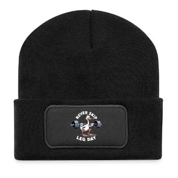 Leg Day Goose Leg Training Funny Gym Gift - Recycled Patch Beanie - black - Front